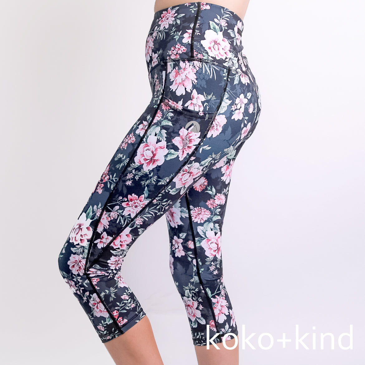 Women's Capri Leggings Floral Design High Waist Workout Pants