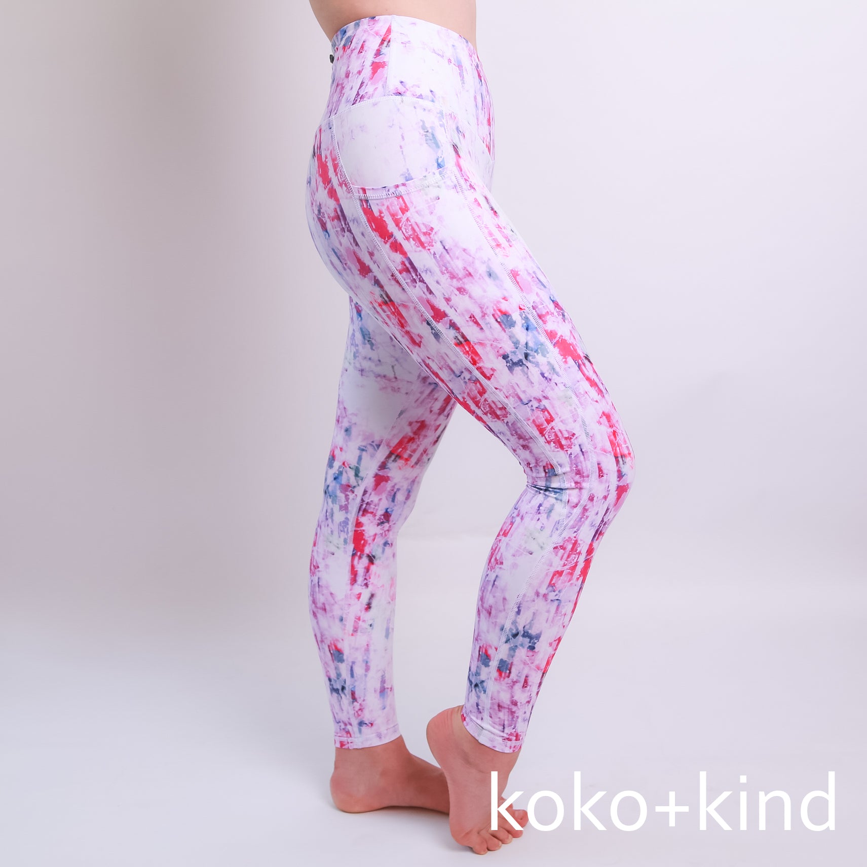 koko and kind Glitch LEGGINGS - pink abstract art